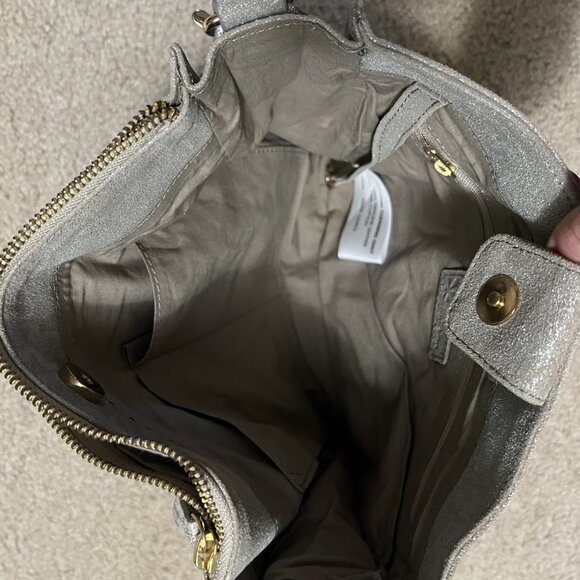 Erin Condren Metallic Silver Suede Crossbody Bag - Picture 5 of 8